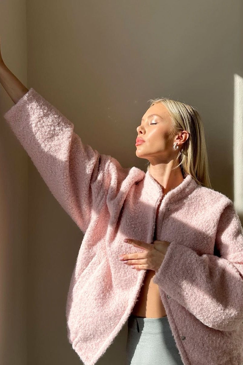 Pink Faux Fur Short Coat
