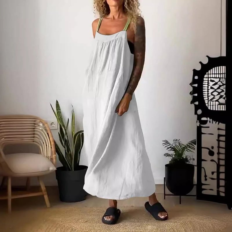 Simple Cotton Linen Sling Dress