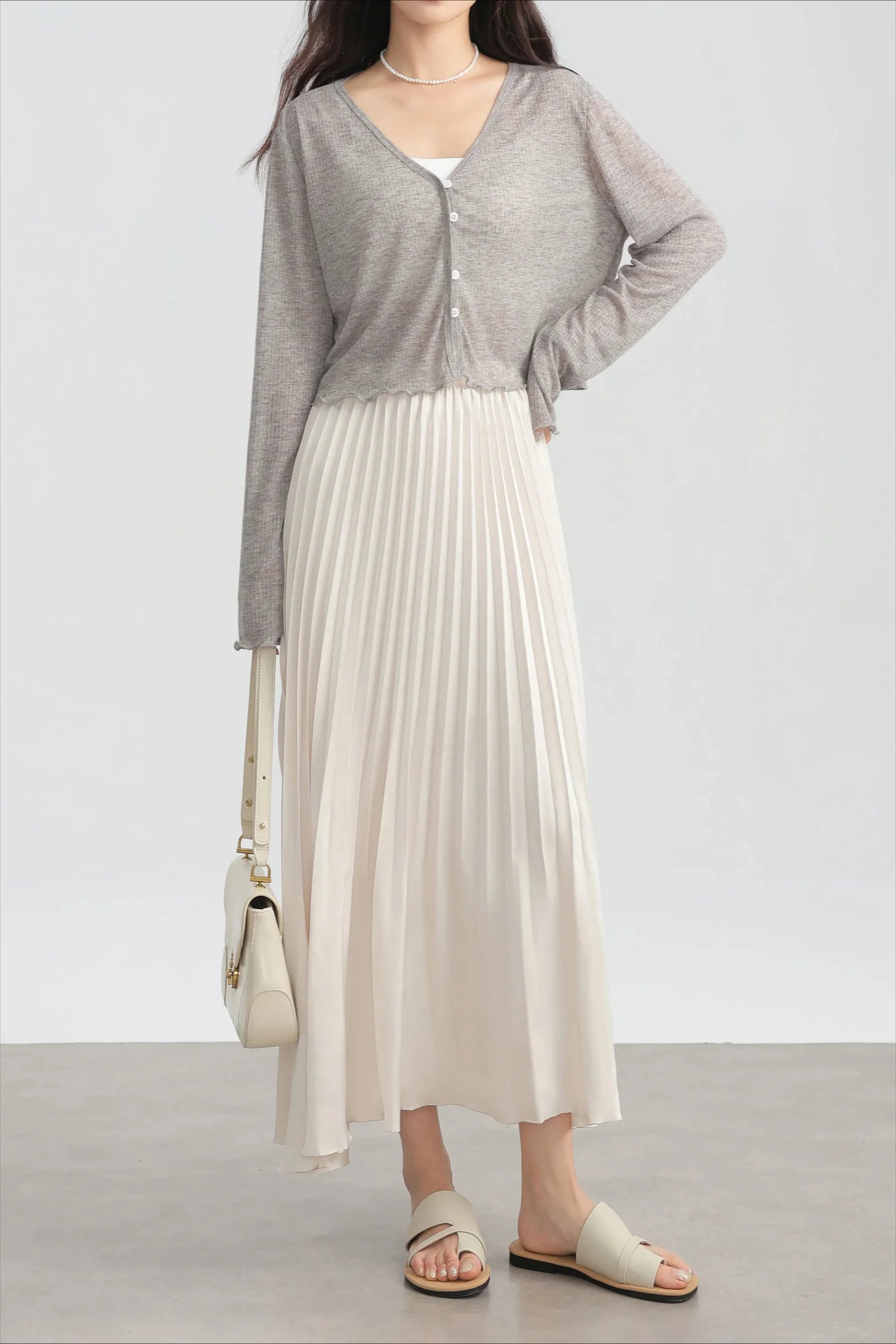 Tencel VNeck Cropped Cardigan