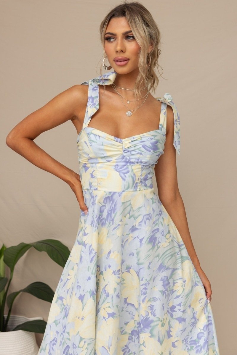 Otilia Exclusive Printed Midi Dress with Straps Boutique Collection