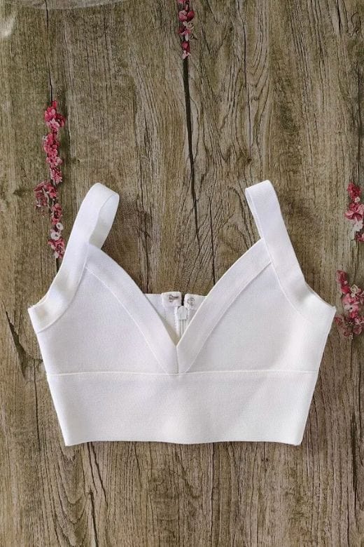 Bee Bandage Crop Top - White Pearl