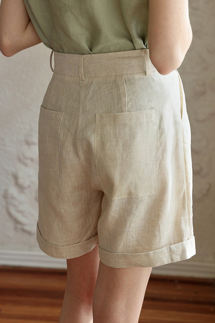 Linen Relaxed Fit Cuffed Pants