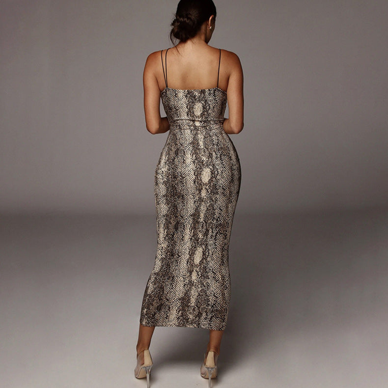 Leopard&Snake Print Strappy Bodycon Dress BLG1221