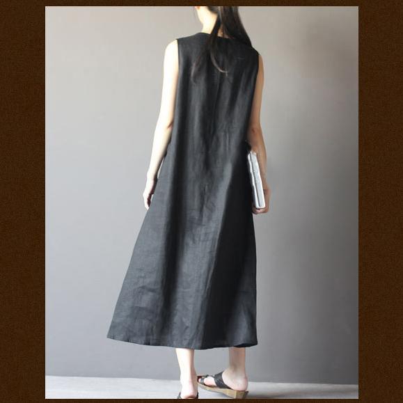 black summer dress linen sundress Retro maxi dresses