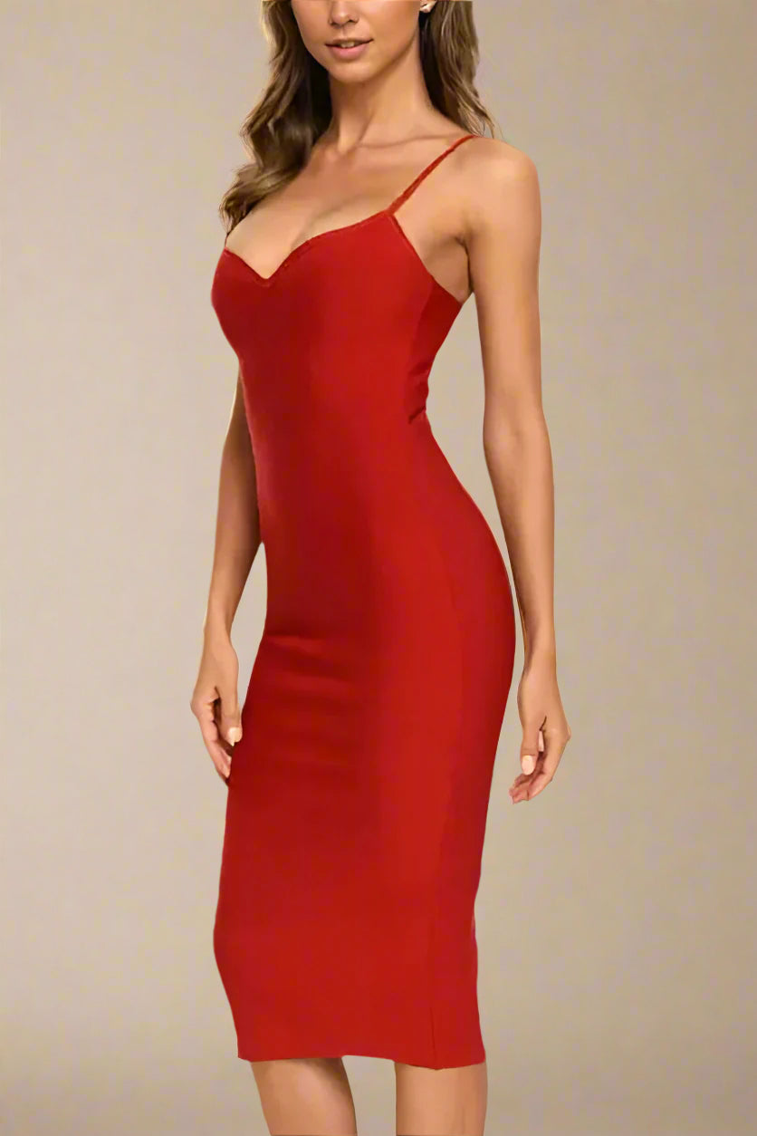 Blanche Bandage Midi Dress - Lipstick Red (Sale)
