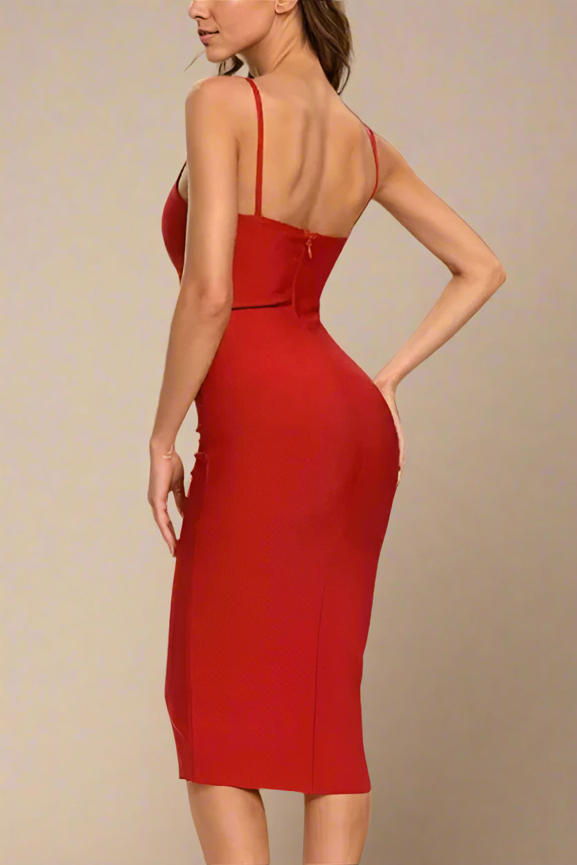 Blanche Bandage Midi Dress - Lipstick Red (Sale)