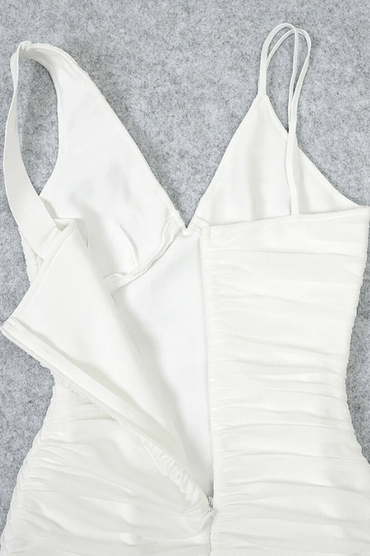 Adele Bodycon Wrap Midi Dress - White Pearl