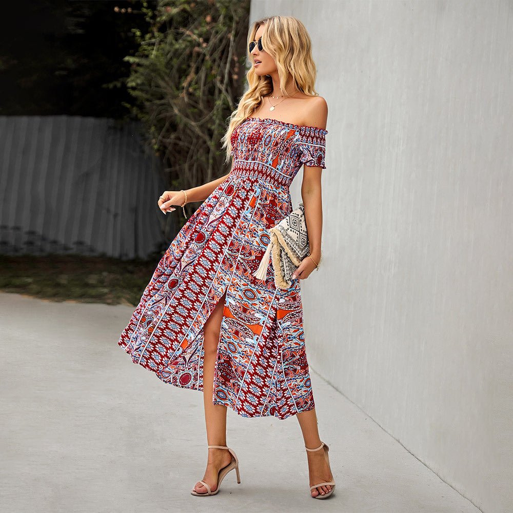 Perle Floral Split Dress for Women Feminine Flowy Style