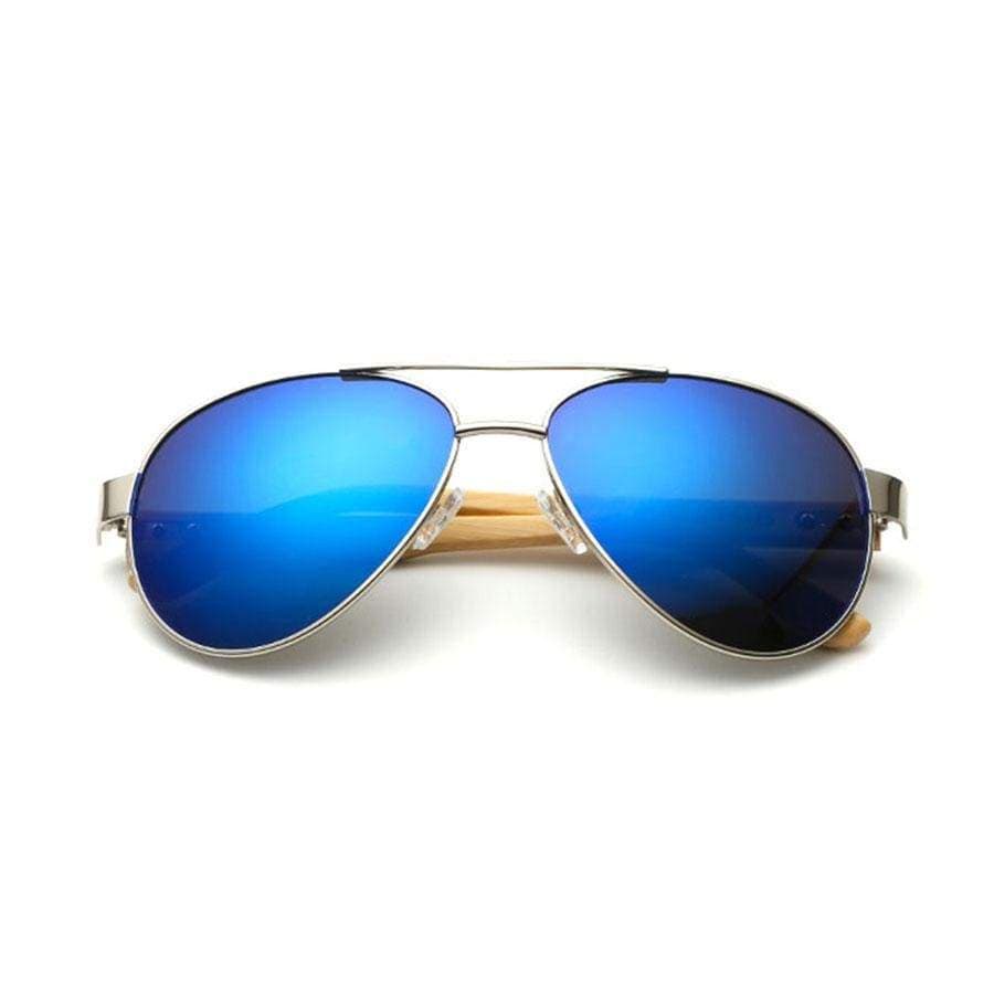 Boho Beach Hut Women's Sunglasses, Aviator Sunglasses, Aviators Bamboo Aviator Sunglasses- 7 Colors Blue / One Size