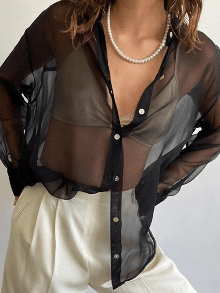 Button Front Ribbed Knit Modern Long Sleeve Mini Dress Black / S Shirts