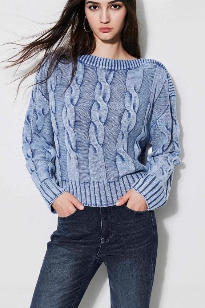 Vintage Cable Knit OffShoulder Sweater