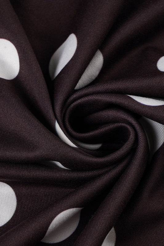 Brown Polka Dot U-Neck Ruffled Bodycon Maxi Dress 5