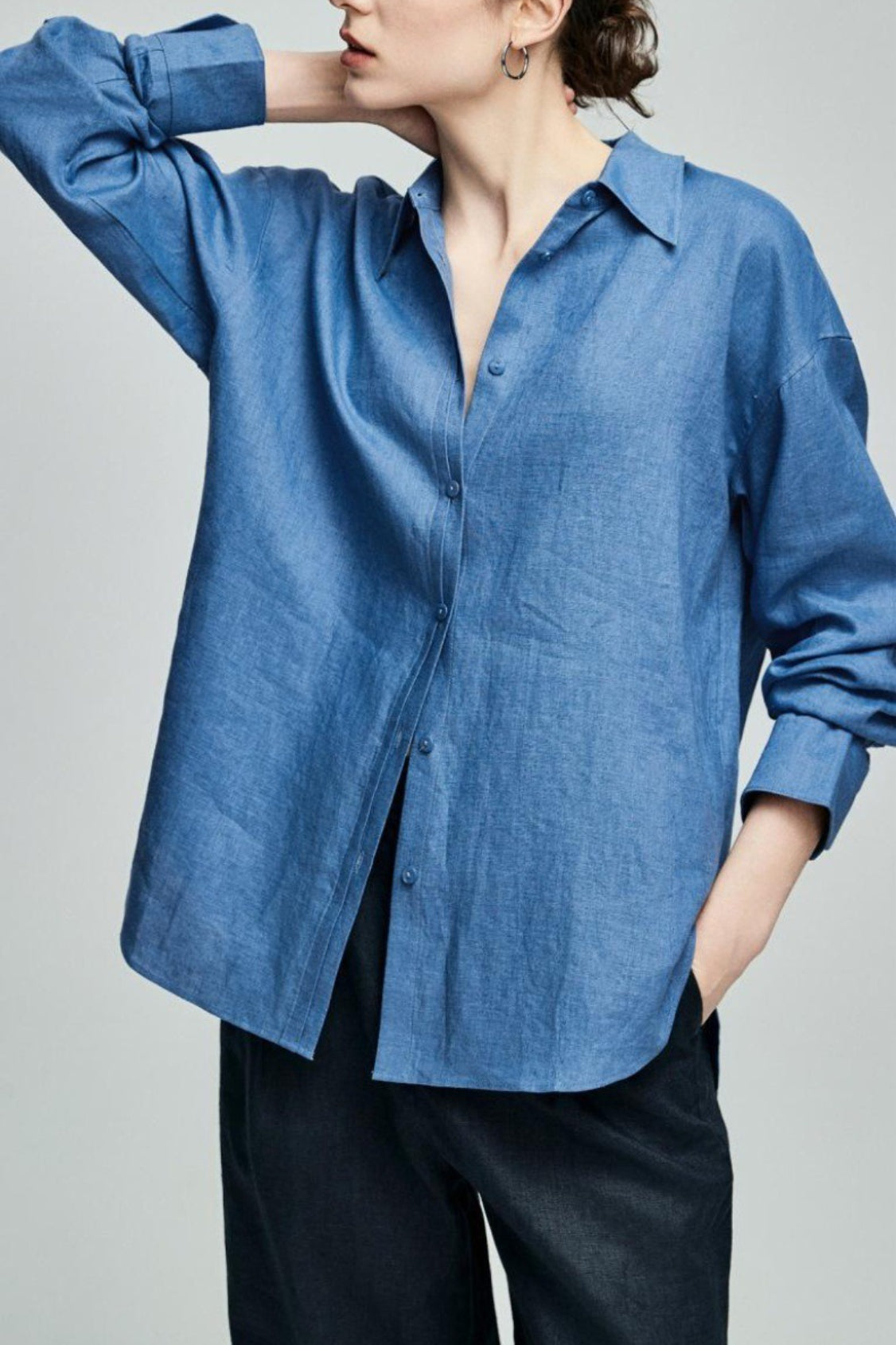 Linen Lightweight Button Down Blouse