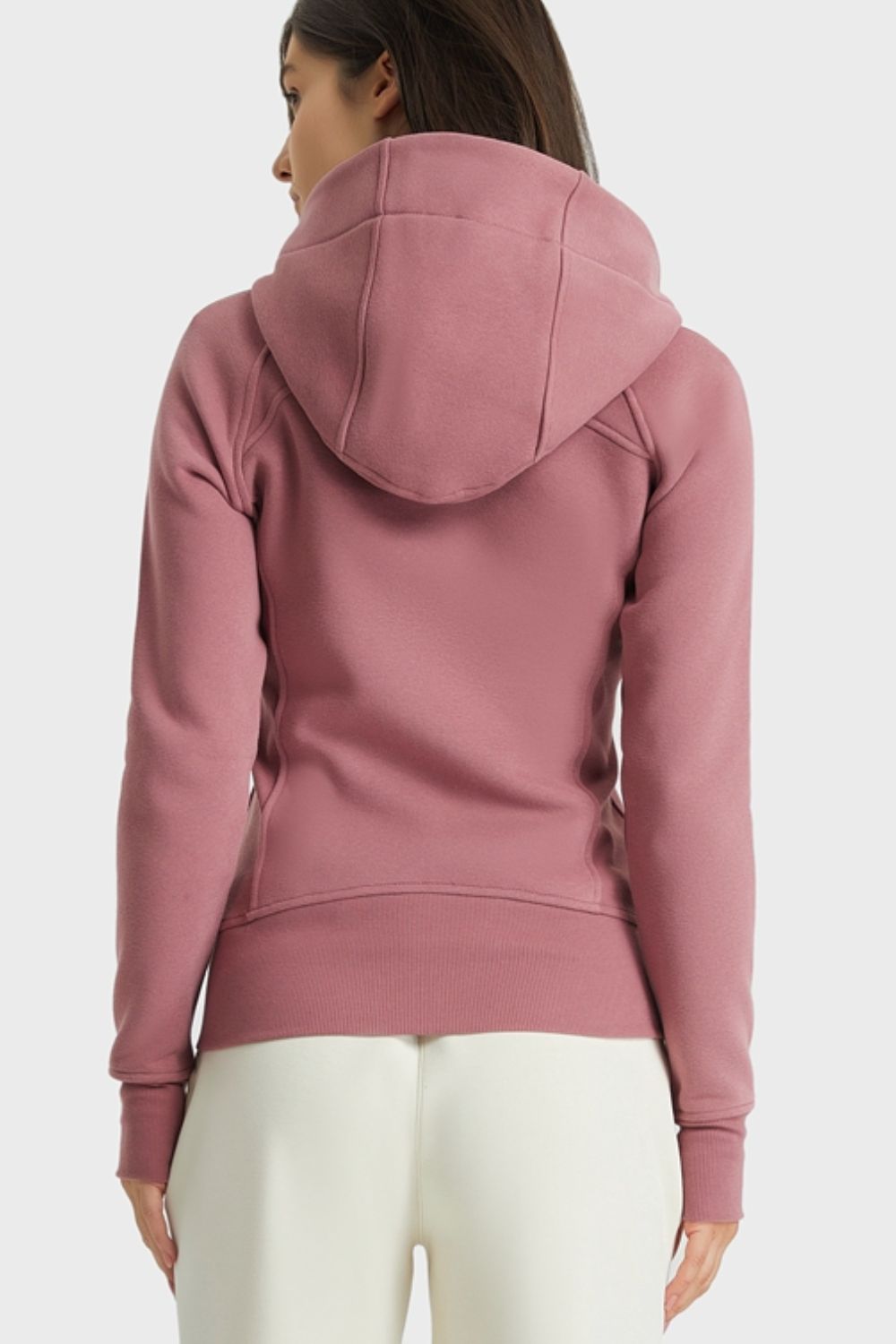 Zip Up Hooded Long Sleeve Thumbhole Fitted Sports Jacket