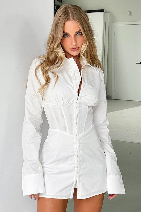 Slim Fit White Polo Mini Dress