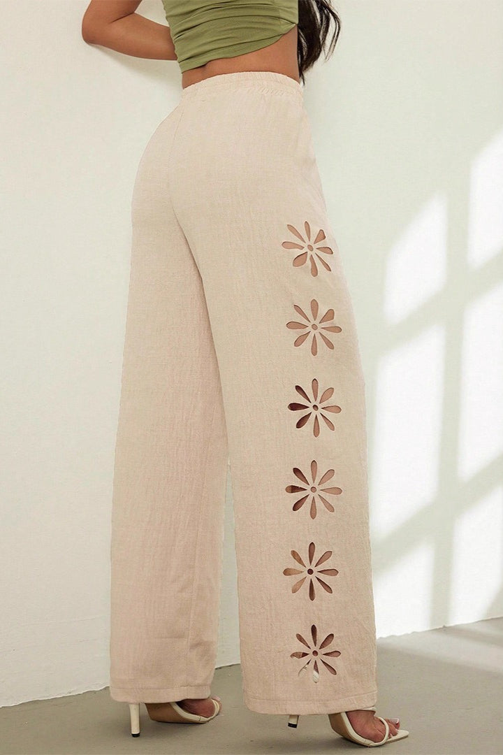 Hollow Out Straight Leg Boho Pants