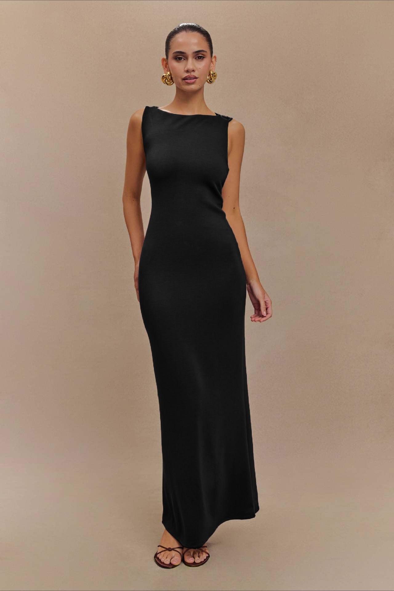 CrossTie LowBack Maxi Party Dress