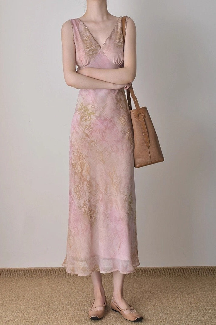 Elegant Chic Slim Waist Long Floral Dress