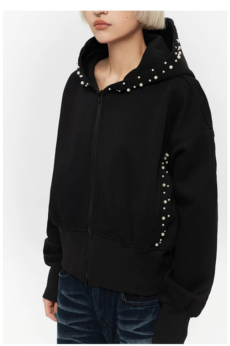Pearl ZipUp Loose Hoodie