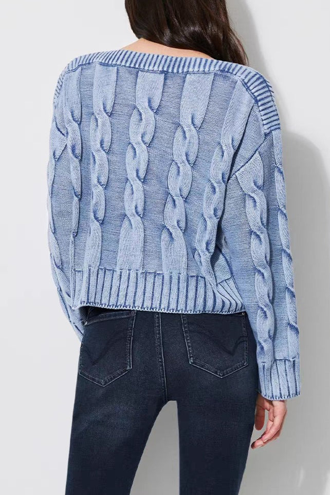 Vintage Cable Knit OffShoulder Sweater