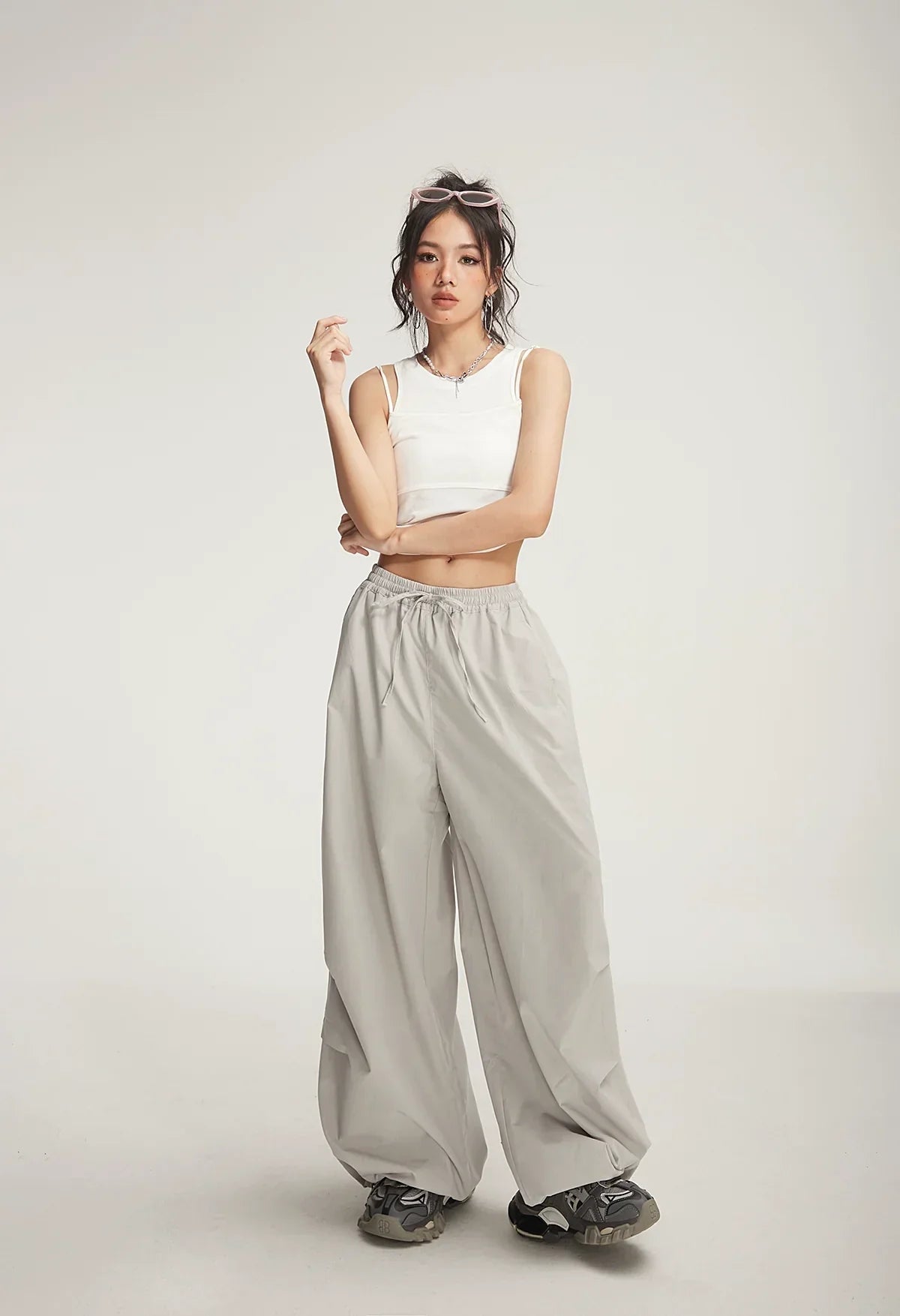 Balloon Drawstring Palazzo Pants