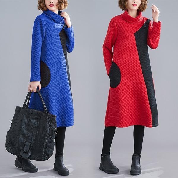 long sleeve plus size cotton vintage women casual loose midi autumn winter elegant party dress clothes