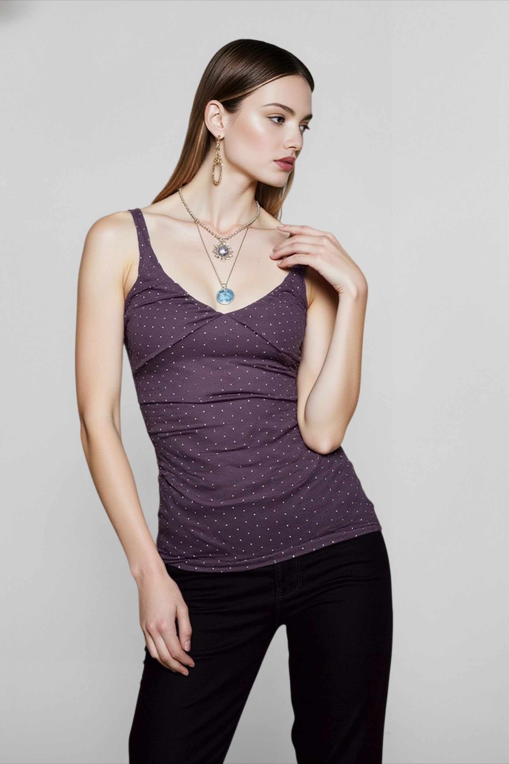 Slim fit polka dot cami top
