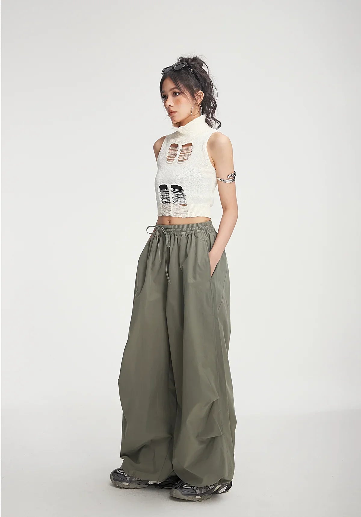 Balloon Drawstring Palazzo Pants