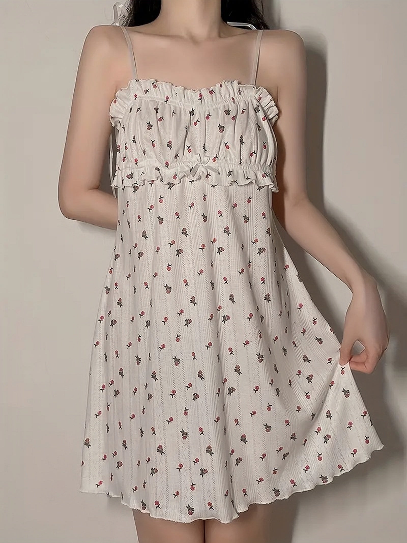 Summer Spaghetti Strap Mini Dress With Floral Print Summer Print Mini Dress