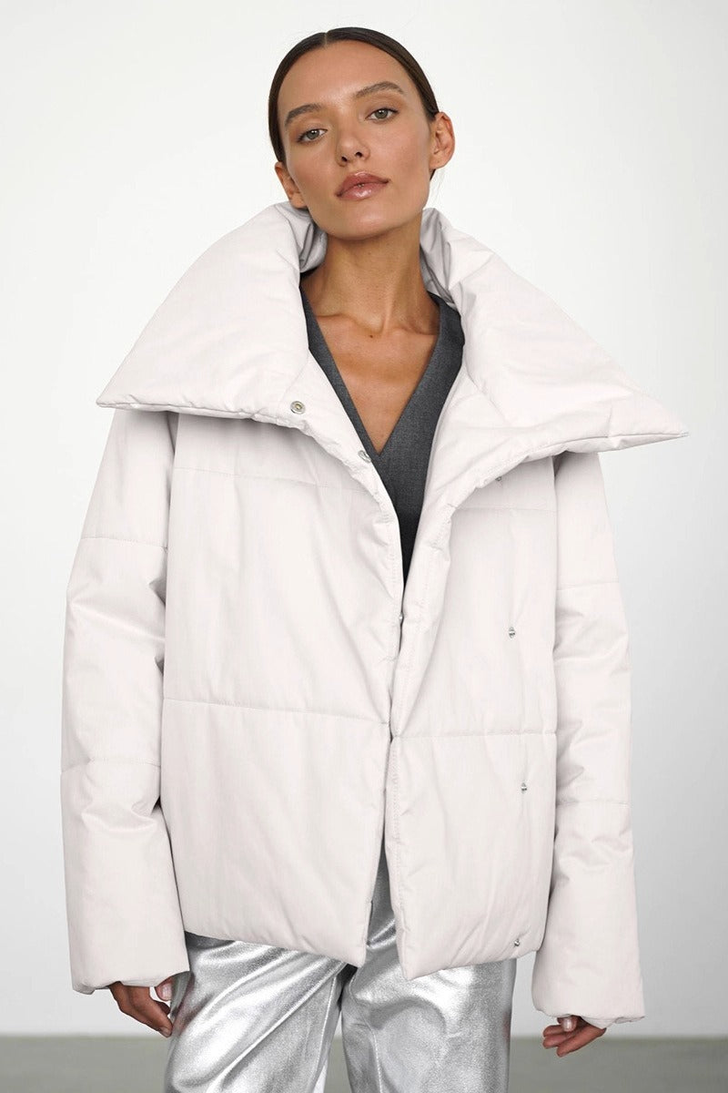 Asymmetrical Turtleneck Cotton Coat
