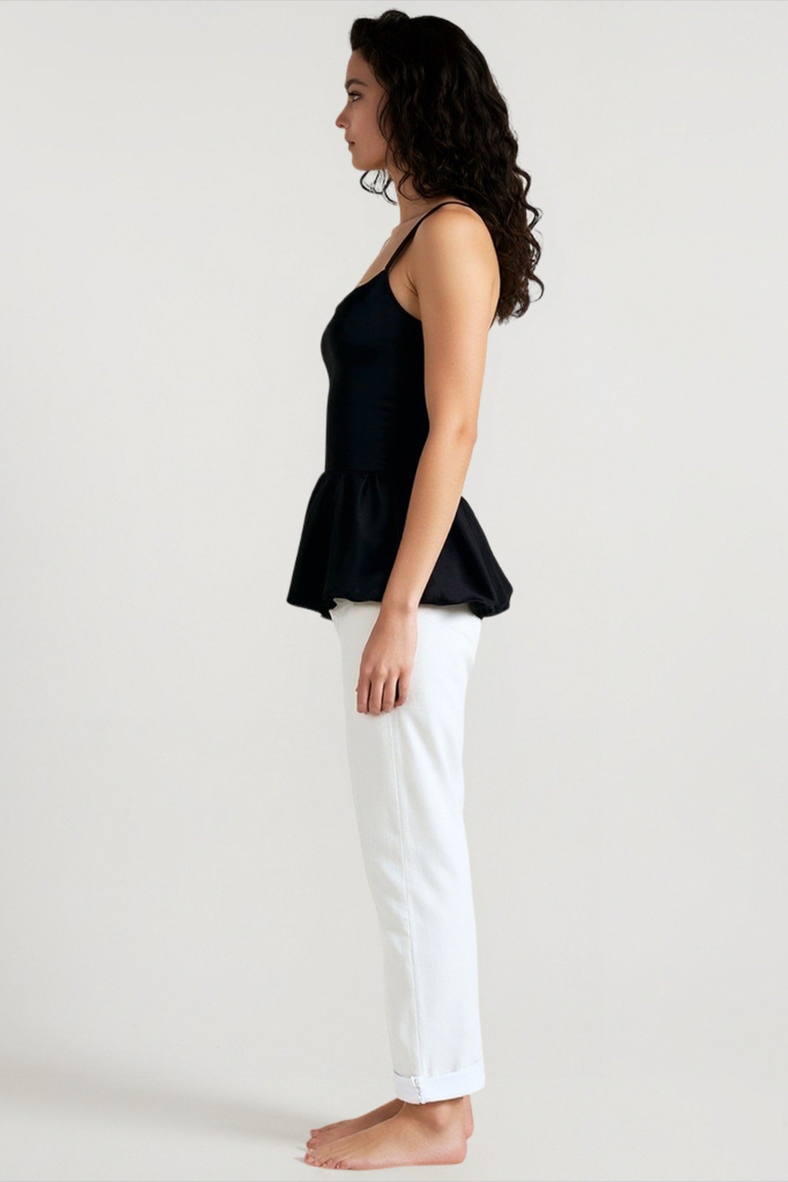 Satin solid waist cami top