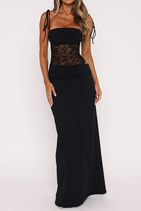 Lace Panel Sheer Cut-Out Sexy Party Dress