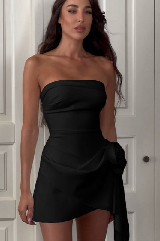 Floral Strapless Ruched Slim Party Dress
