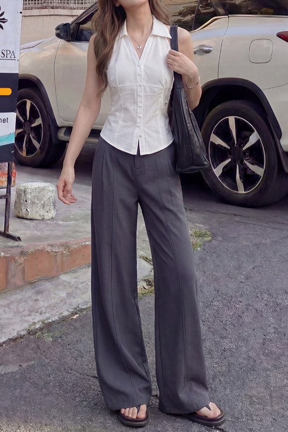 Linen Tailored Relaxed Straight Leg Pants
