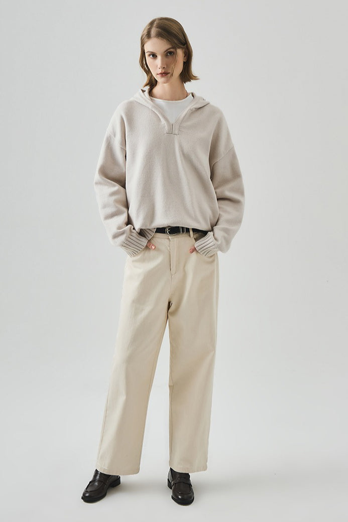 Slouchy VNeck Hooded Sweater