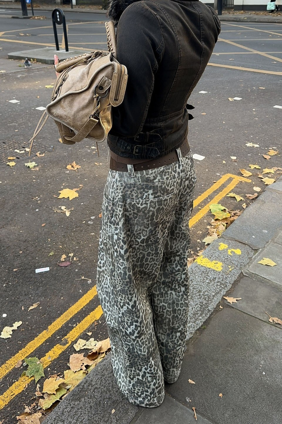 Leopard Print High-End Straight Loose Jeans