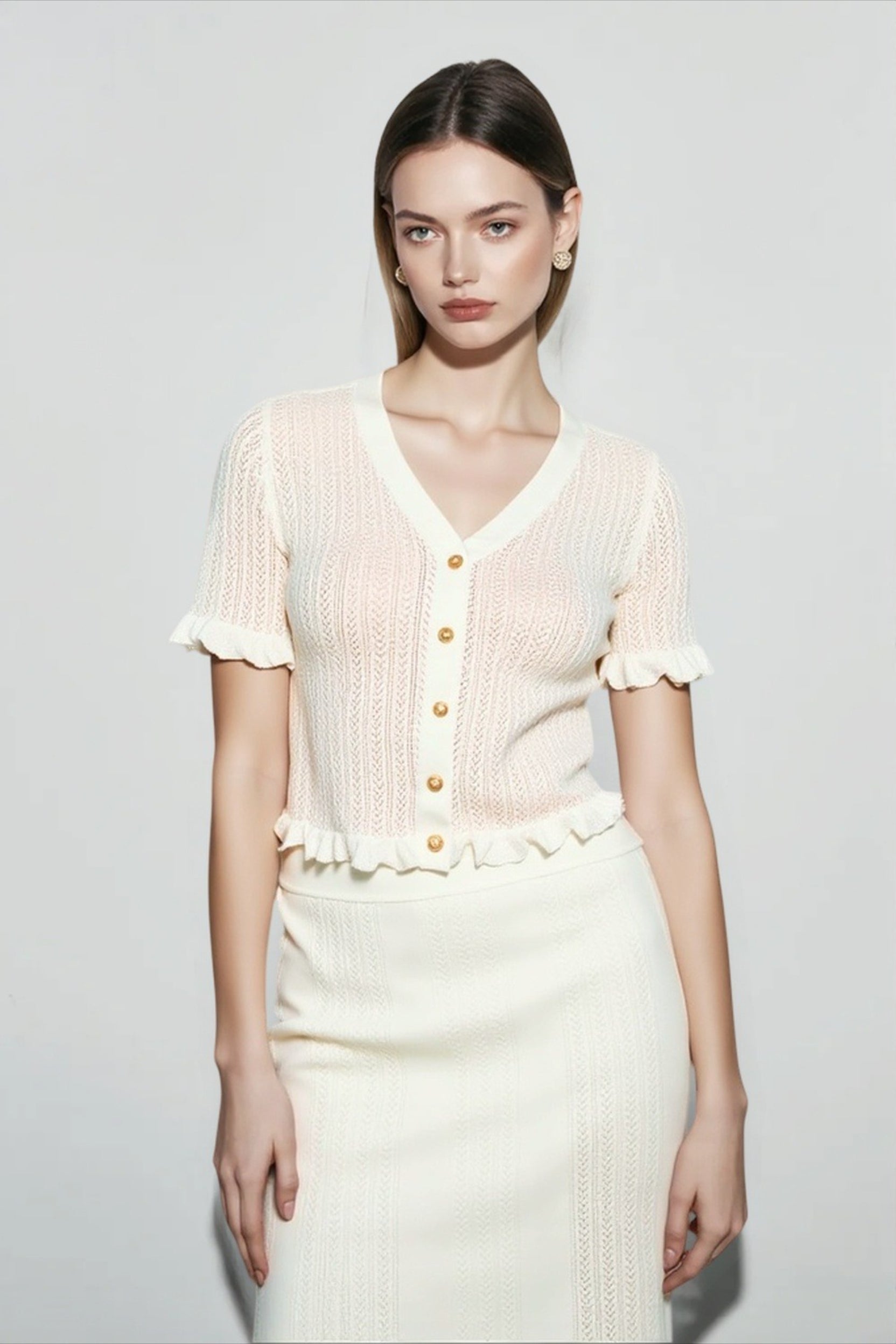 Knit cutout crop top high waist vacation set