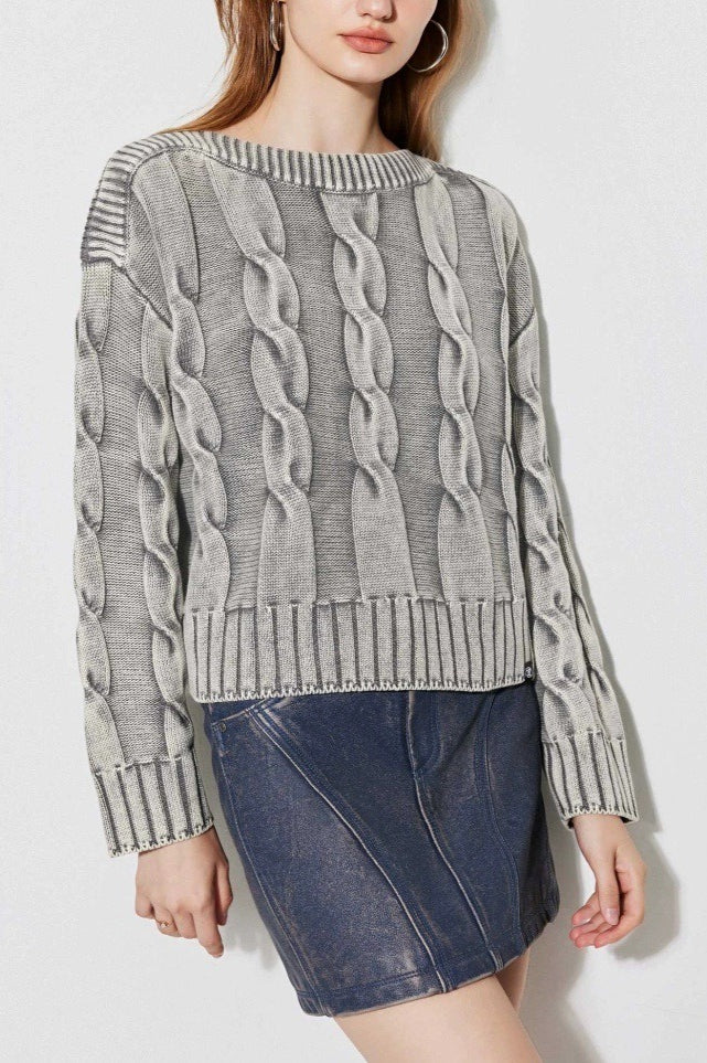 Vintage Cable Knit OffShoulder Sweater