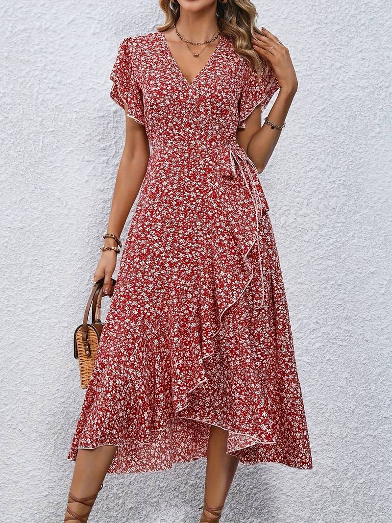 Zoraida Effortless Floral Wrap Dress Statement Occasion Edit