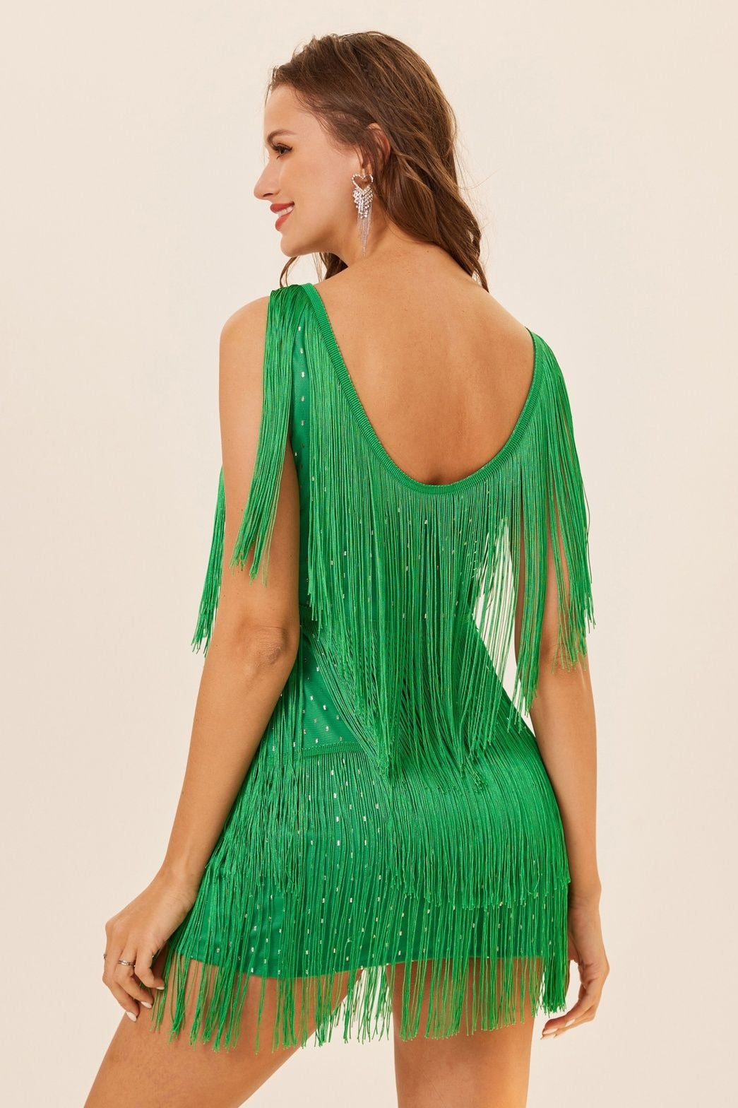 Sleeveless Tassel Trim Fringe Hem Mini Dress 16