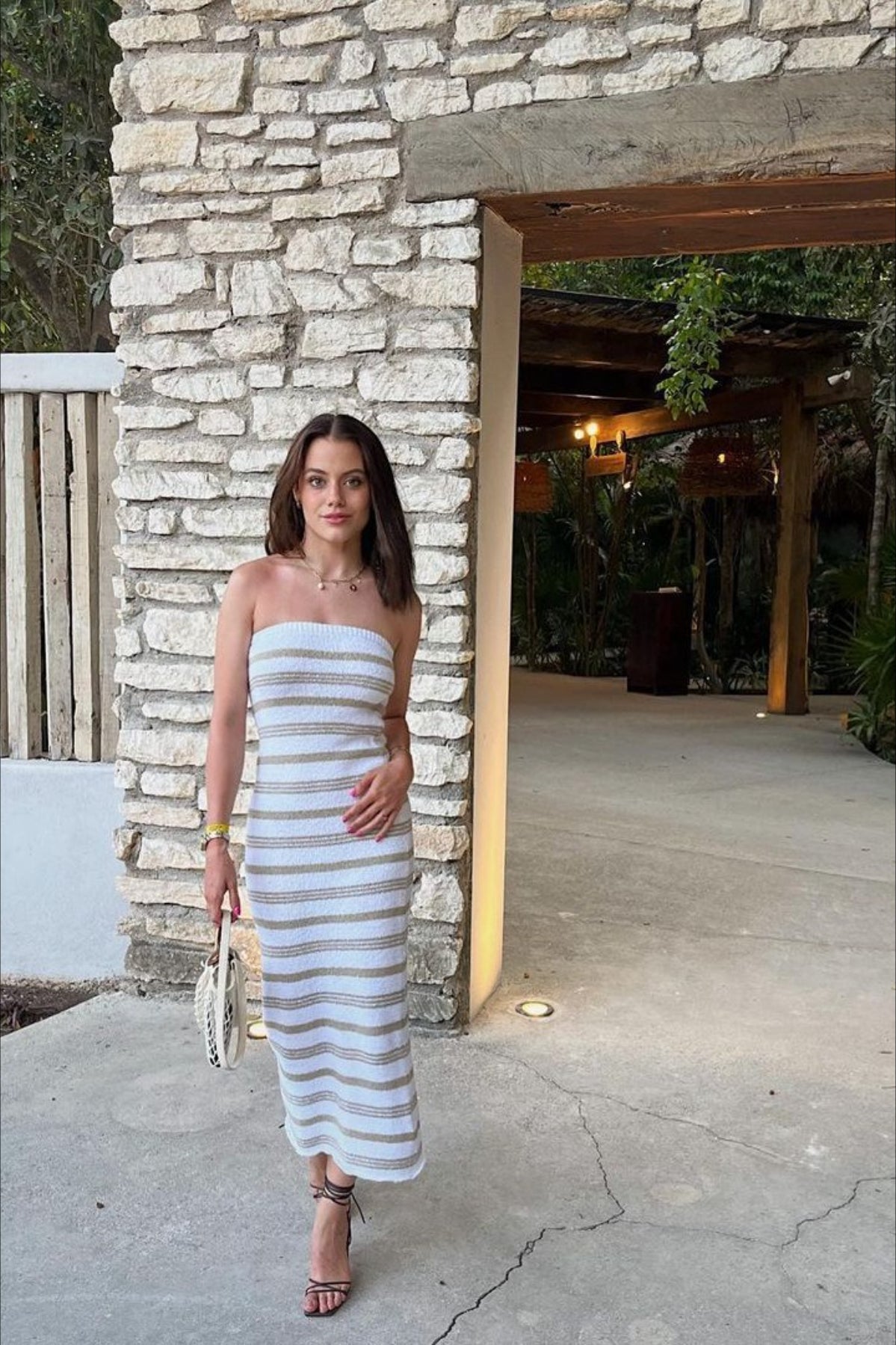 Two Tone Stripe Tube Beach Slim Bodycon Dress