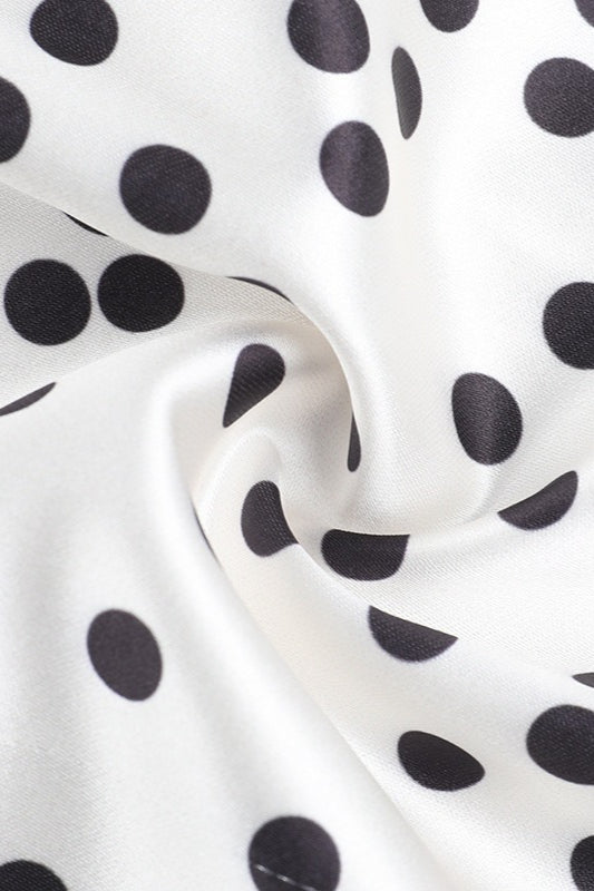 White Polka Dot Halter Bodycon Mini With Side Slit Dress 4