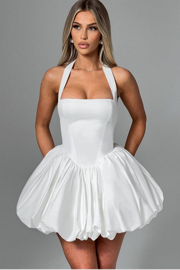 Halter Tie Bow Puffy Tulle Hem Mini Dress 17