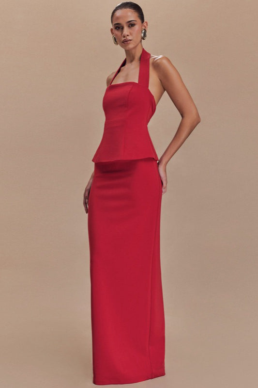 Halter Backless Maxi With Side Slit Dress 9