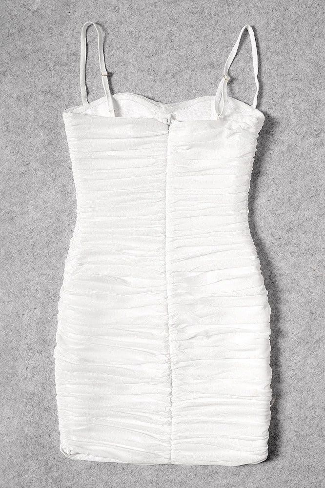 Cassie Bodycon Wrap Mini Dress - White Pearl (Sale)