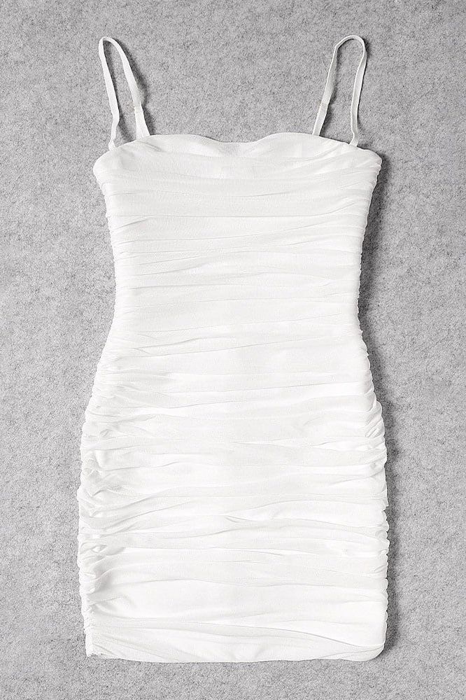 Cassie Bodycon Wrap Mini Dress - White Pearl (Sale)
