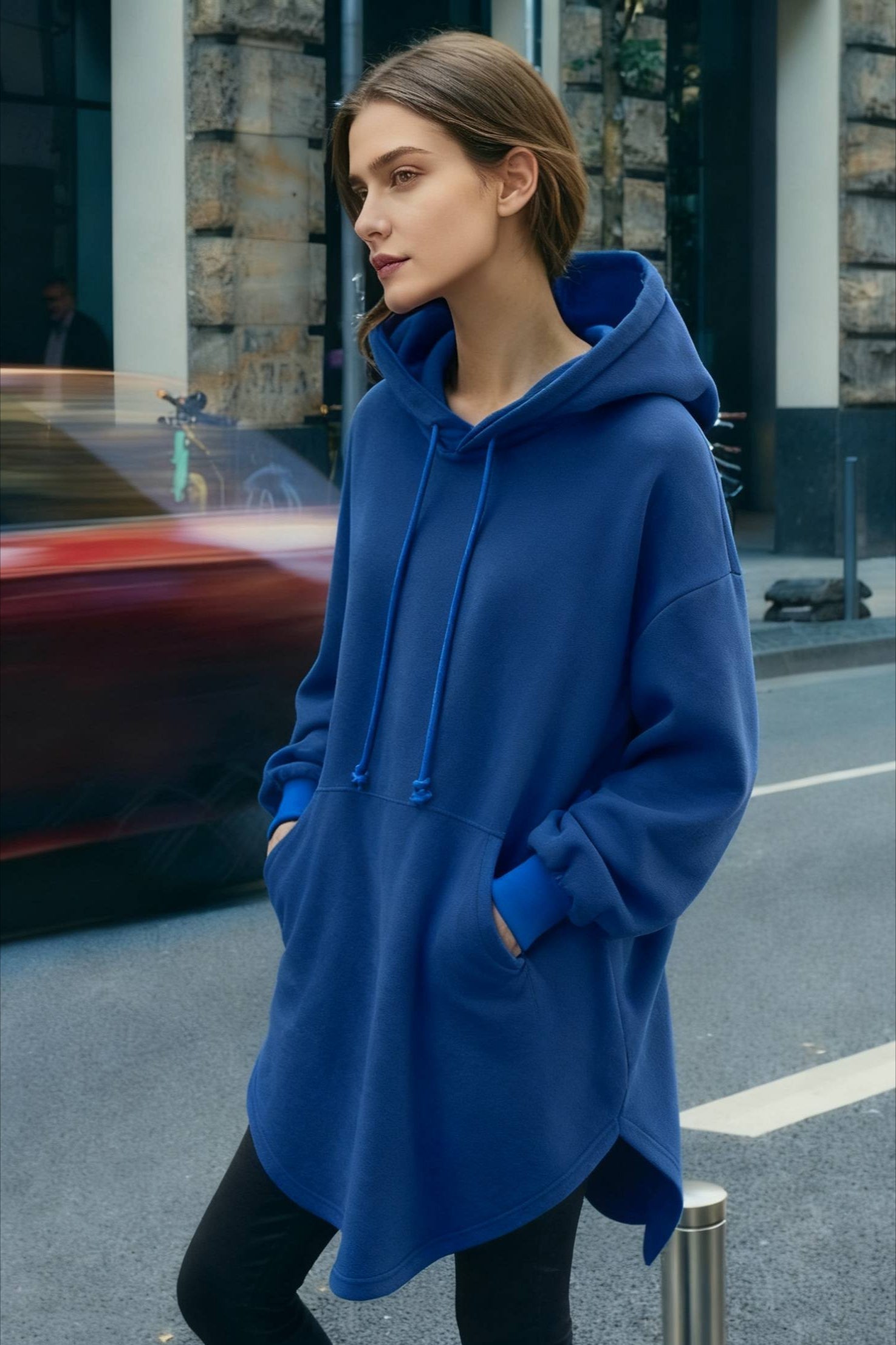 Pullover Loose Hoodie Casual  Drawstring Oversized  Women's Long Solid Sweatshirt Autumn Arm Streetwear