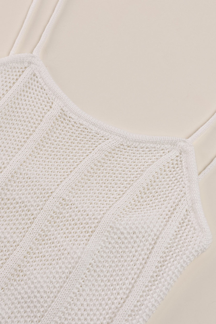 White Split Backless Tie Knit Cardigan Sweater Dress 9