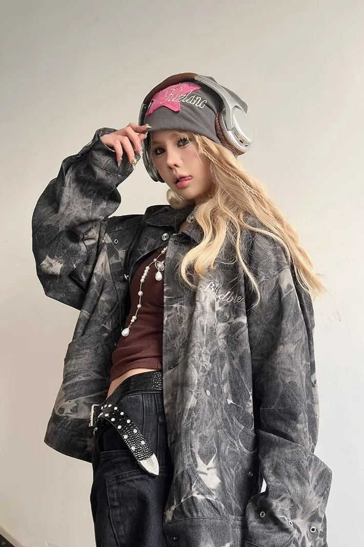 Vintage Y2K TieDyed Denim Jacket