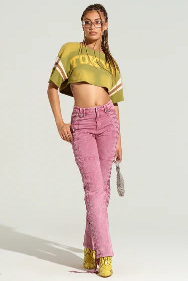 Trendy Drawstring Tie-Waist Stylish Denim Jeans